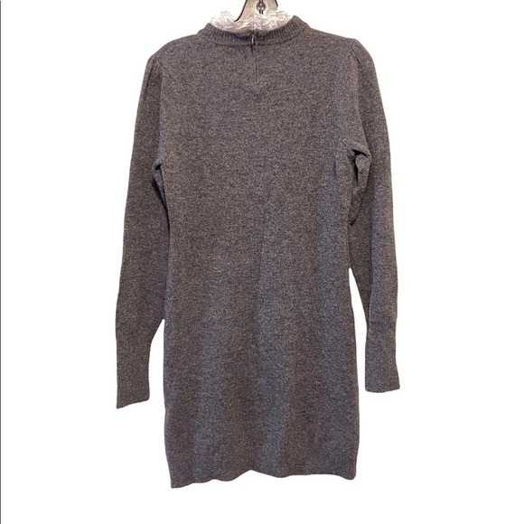 Sandro Ancolie Victorian Ruffle Eyelet Collar Long Sleeve Wool Sweater Dress - Picture 4 of 7